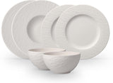 Villeroy & Boch - Manufacture Rock Blanc Geschirrset 6 teilig weiß, Spülmaschinenfest, Mikrowellensicher, Geschirr Modern, Starterset, Speiseteller, Pastateller, Müslischalen, Premium Porzellan