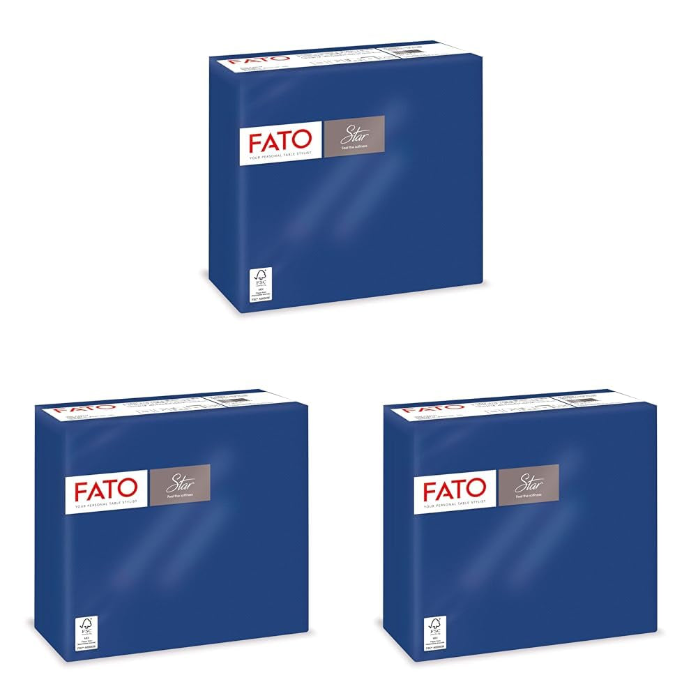 - Zachte en zachte papieren wegwerpdoekjes, 40 stuks zakdoekjes, maat 38X38, gevouwen in 4 2 lagen, nachtblauwe kleur, 100% puur cellulosepapier, FSC-gecertificeerd (pak van 3)