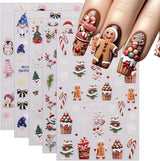 JMEOWIO Nagelsticker Weihnachten 6 Blatt Nail Art Sticker Selbstklebend Nagelaufkleber Schneeflocke Winterurlaub Niedlich Decoratie Nageldesign Zubehör