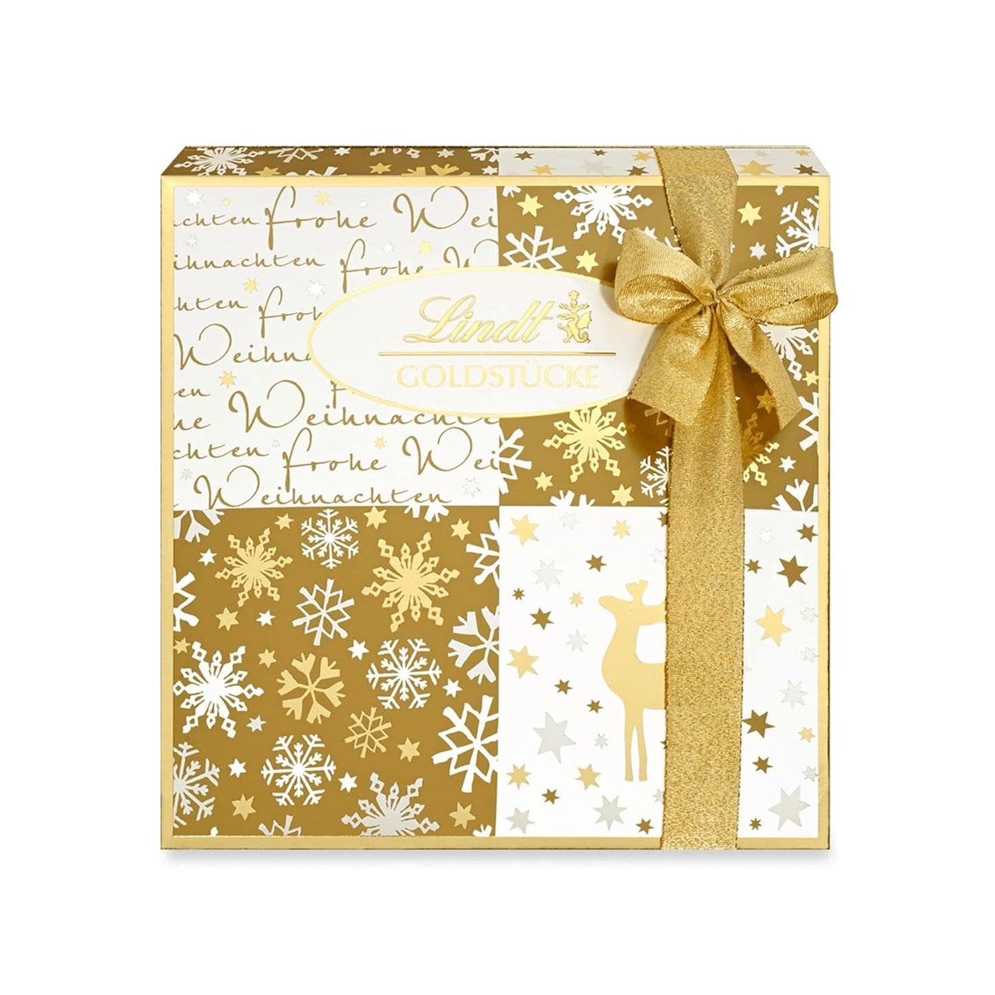 Lindt-chocolade | Doosje Gold Pieces pralines | 180g | 18 pralines in 10 assortimenten als fijn assortiment pralines, sommige met alcohol | Premium geschenkdoos met kerstpralines