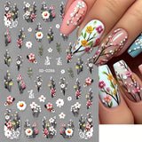 Pruimenbloem Nagelstickers, Wit Roze Bloem Nagelstickers, Bloemnagelstickers met Reliëf, Lente Zomer Bloemnagelstickers, Nagelontwerpen, Nagelaccessoires, Nagelkunst
