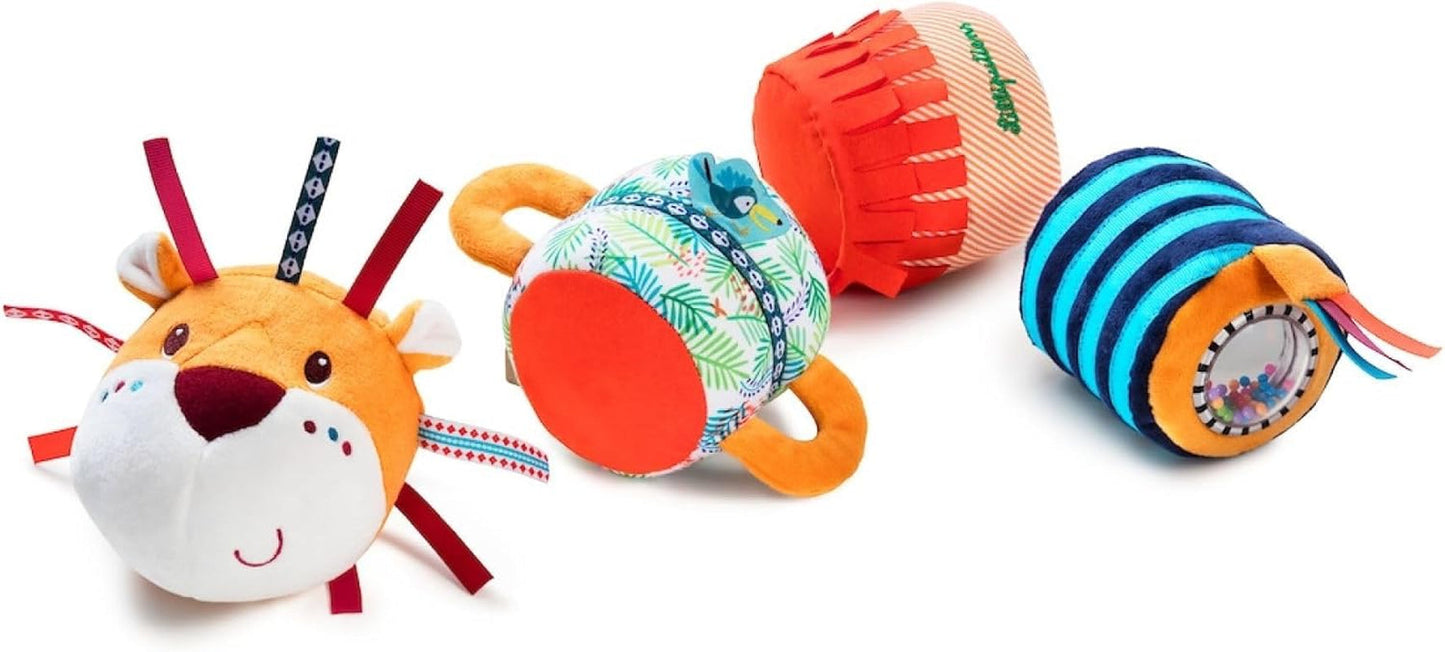 Lilliputiens - Jack Velcro geluidsrol - Kleurrijk activiteitenspeelgoed voor baby's met verschillende geluiden en afneembare rammelaars - Bevordert het luisteren en de motoriek - Vanaf 6 maanden - 83064 Babyspeelgoed Naty Shop