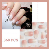 360 stks gradiënt ballerina kunstnagels set, roze witte gradiënt lijm-op kunstnagels met 2 stks nagelolie pennen, ombre medium nepnagels voor vrouwen DIY