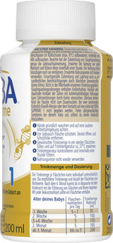 BEBA Nestlé BEBA SUPREME 1 Zuigelingenmelk: kant-en-klare flesjes met Omega 3, verpakking van 4 (1 x 200 ml)