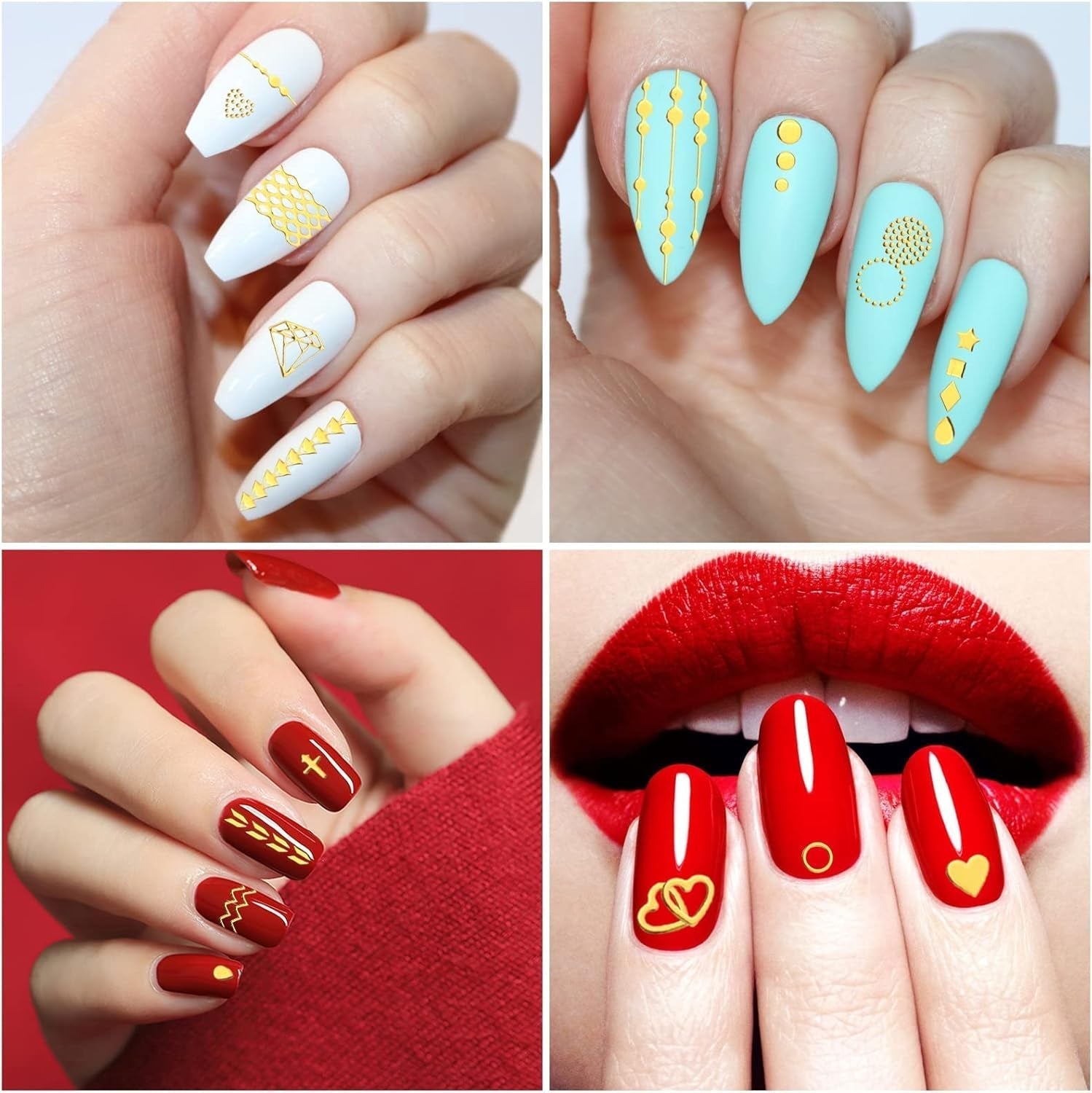 MWOOT 10 vellen gouden nagelsticker Abziehbilder Nail Art Sticker, 3D zelfklevende nagelstickers set Linien Streifenband Design, DIY Metallic Nailart Aufkleber Maniküre Zubehör Für Nagel Decoratie