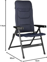 BRUNNER Rebel PRO (S-M-L) Klapstoel voor kamperen, tuin, terras Van aluminium, verstelbaar in 5 standen, draagvermogen tot 150 kg, hoge rugleuning, zwart of blauw Reiskussens Naty Shop