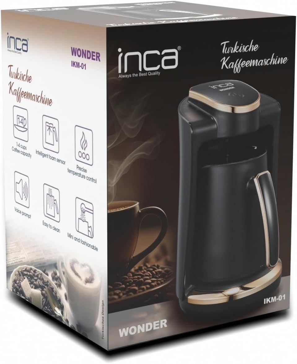 Turkse koffiezaak Inca | Türk Kahve-machines | 250 ml (1-4 kopjes) | 400W | IKM-01 | Bescherming tegen morsen en koken zonder water | Roestvrijstalen verwarmingsplaat | Automatische uitschakeling | Voor een perfecte Turkse koffie