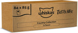 Whiskas Adult Natvoer 1+ Lekkere Mix Country Collection in Saus, 84 Zakjes, 84 x 85 g (1 Bulkverpakking) - Hoogwaardig natvoer voor volwassen katten