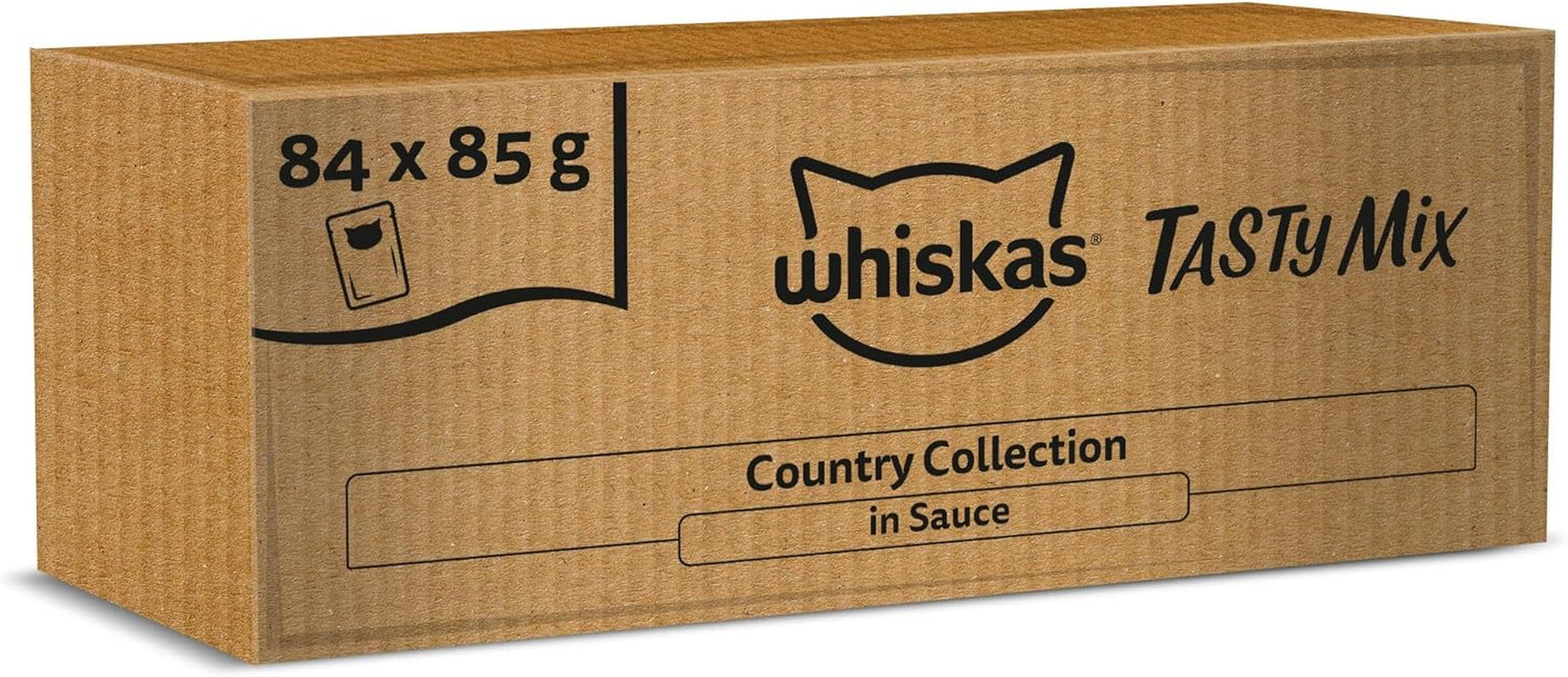 Whiskas Adult Natvoer 1+ Lekkere Mix Country Collection in Saus, 84 Zakjes, 84 x 85 g (1 Bulkverpakking) - Hoogwaardig natvoer voor volwassen katten