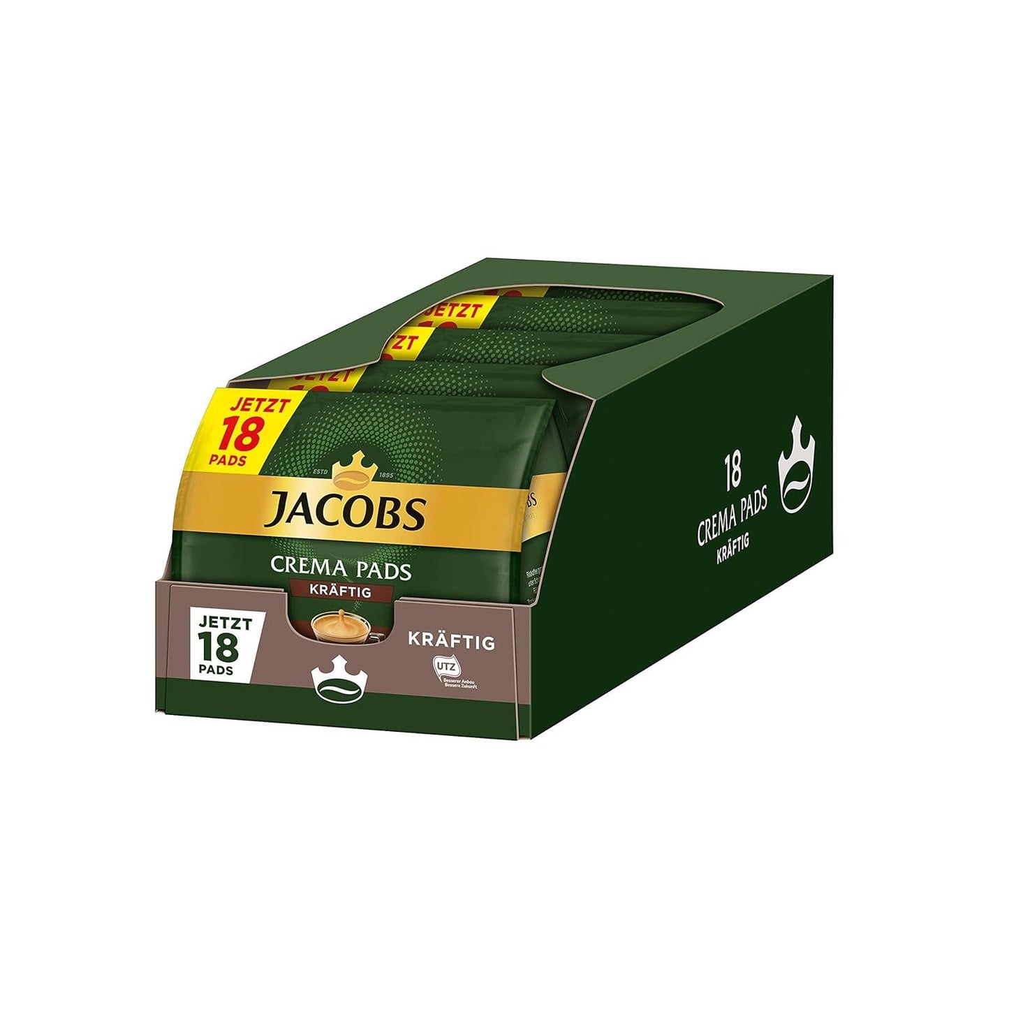 Kräftig Crèmepads, 90 Senseo-compatibele Kaffeepads UTZ-zertifiziert, 5er Pack, 5 x 18 Getränke & Cream Pads, 90 Senseo-compatibele Kaffeepads UTZ-zertifiziert, 5er Pack, 5 x 18 Getränke