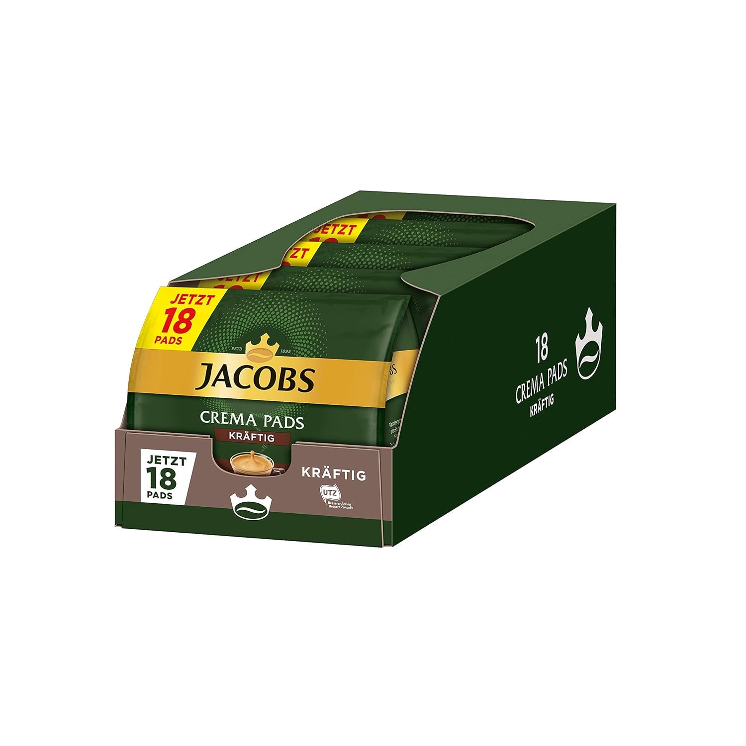 Kräftig Crèmepads, 90 Senseo-compatibele Kaffeepads UTZ-zertifiziert, 5er Pack, 5 x 18 Getränke & Cream Pads, 90 Senseo-compatibele Kaffeepads UTZ-zertifiziert, 5er Pack, 5 x 18 Getränke