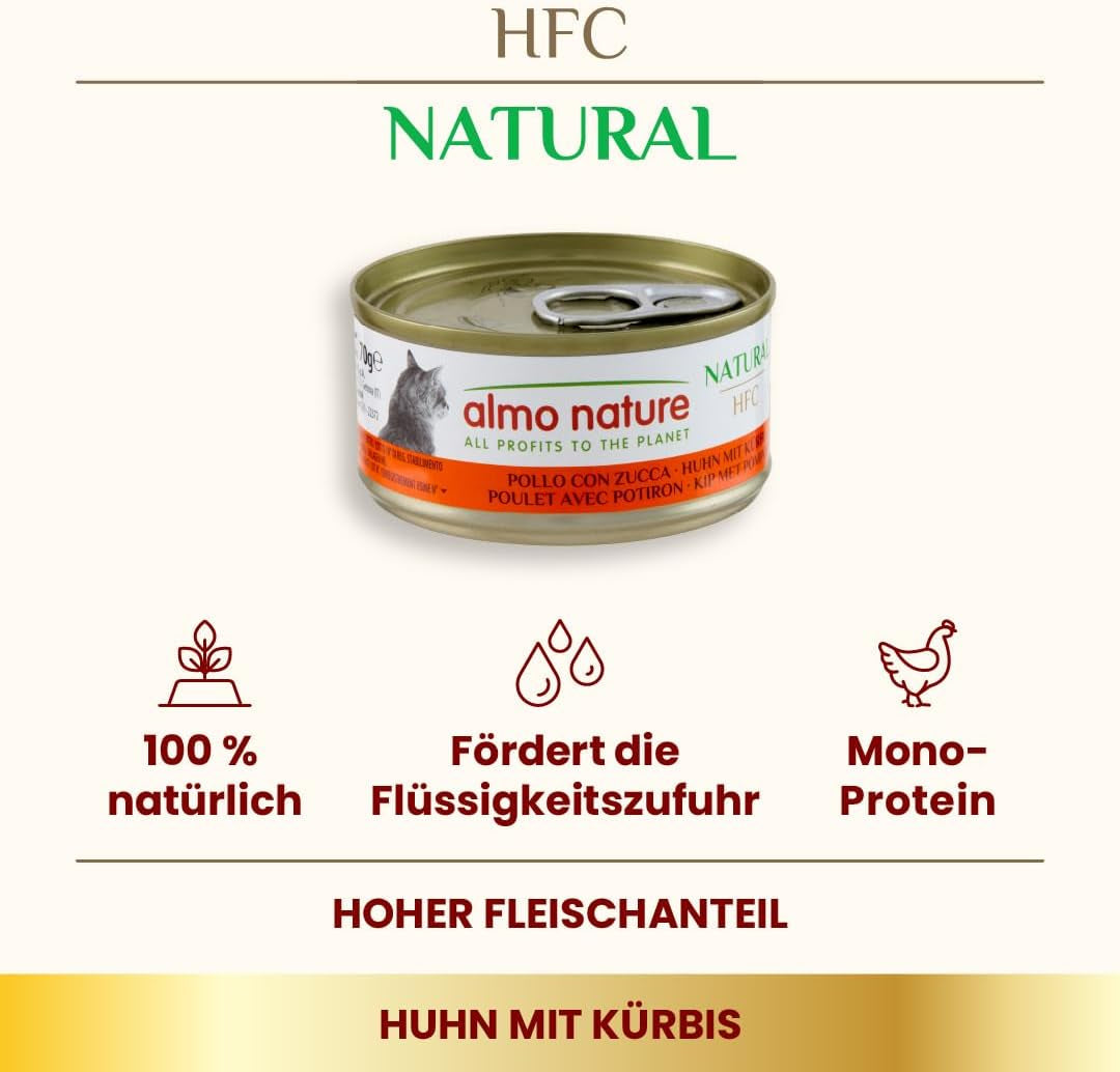 Almo Nature HFC Natuurlijk natvoer voor katten - Diverse recepten met kip - 6 x 70 g