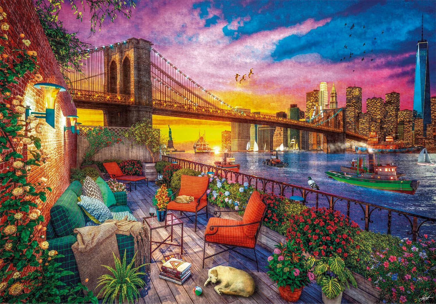 Clementoni - 33552 Collectie - Manhattan Balkon Zonsondergang, Puzzel 3000 stukjes voor volwassenen en kinderen vanaf 10 jaar, behendigheidsspel voor het hele gezin Puzzel Naty Shop