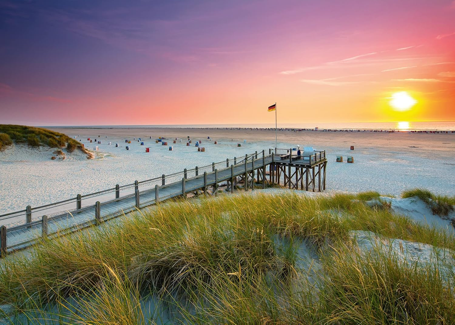 Ravensburger Puzzel 12000690 - Zonsondergang boven Amrum - puzzel van 1000 stukjes voor volwassenen en kinderen vanaf 14 jaar, puzzel Noordzeestrandmotief Puzzel Naty Shop Scenic
