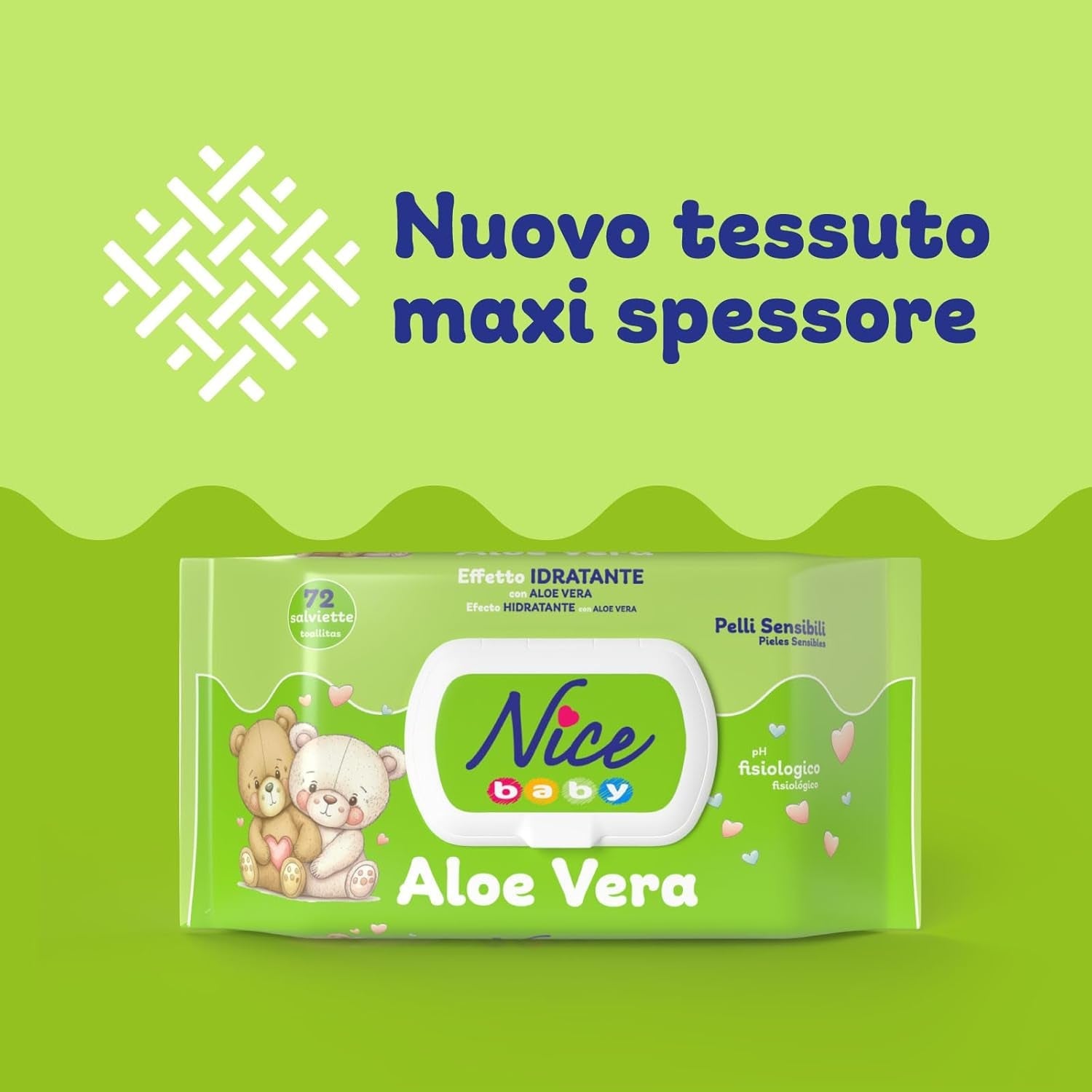 Reinigingsdoekjes voor kinderen en baby's - met aloë vera en arganolie - dermatologisch getest - fysiologische pH-waarde - maxiformaat: pakje van 72 doekjes - Nice