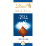 Lindt EXCELLENCE Extra romige melkchocolade | Reep 100g | Fijne, premium melkchocolade met een romige, melkachtige smaak | Intens en aanhoudend aroma | Chocolade geschenk