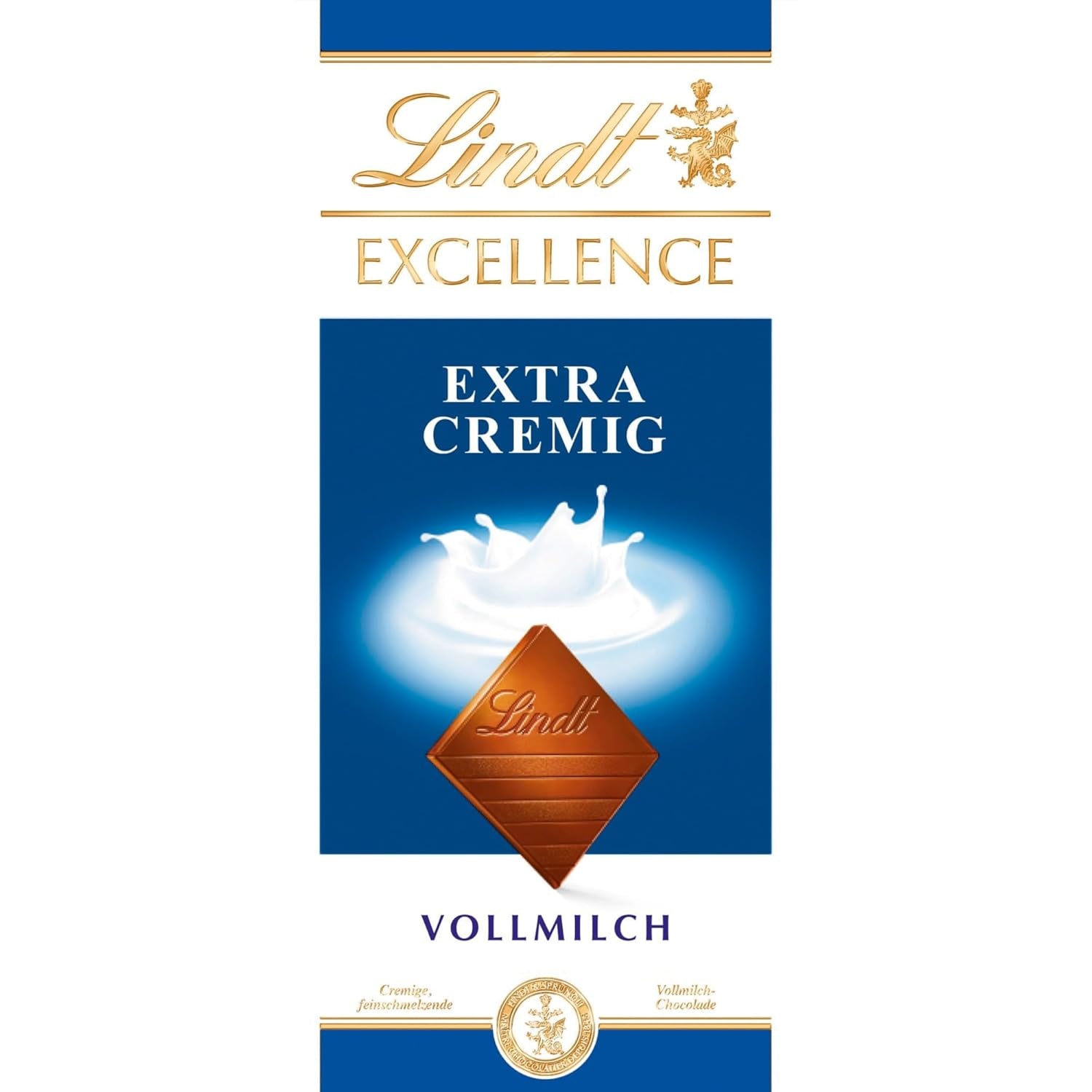 Lindt EXCELLENCE Extra romige melkchocolade | Reep 100g | Fijne, premium melkchocolade met een romige, melkachtige smaak | Intens en aanhoudend aroma | Chocolade geschenk