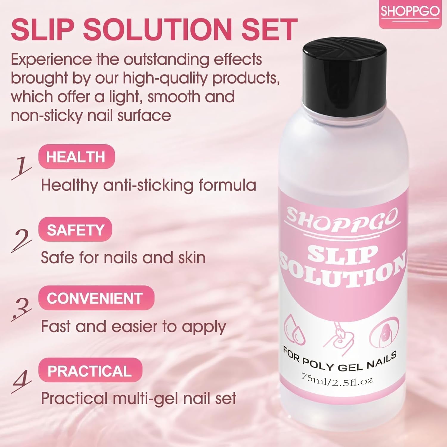Polygel Straightening Solution, Polygel Slip Solution nagelkit, Straightening Solution 75 ml, inclusief 5 nageltipclips, 3 nagelborstels, 1 kristallen beker, 100 reinigingsvellen