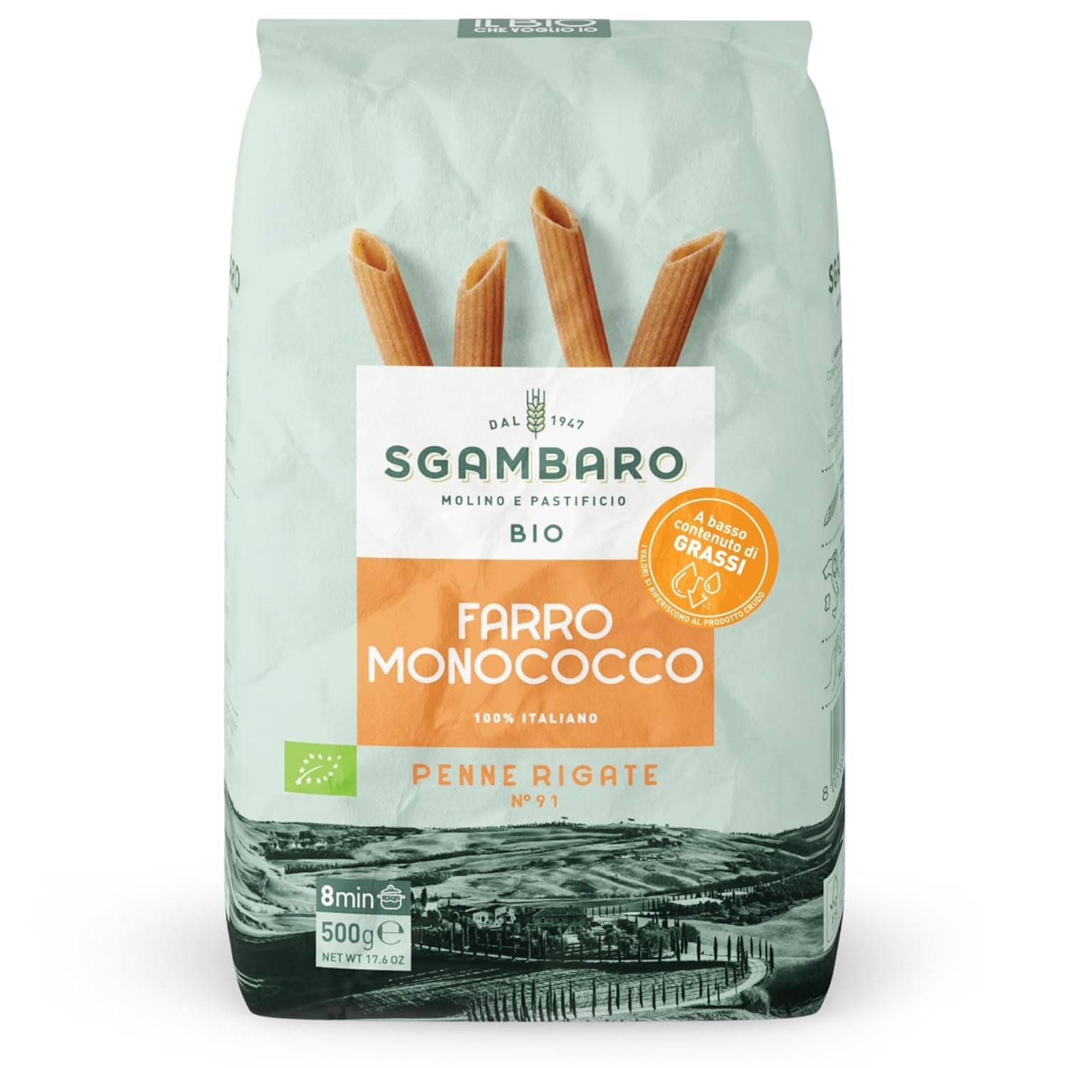 Biologische Penne Rigate Pasta N.91 - 500g Magere tarwepasta - Bron van vezels en eiwitten