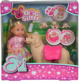Simba 105733072 - Evi Love hondenoppas met hond en drie puppy's, accessoires, modepop, 12 cm, voor kinderen vanaf 3 jaar