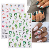 JMEOWIO Nagelsticker Marmor Französische Spitze 10 Blatt Nail Art Sticker Selbstklebend Nagelaufkleber Bunt Decoratie Nageldesign Zubehör