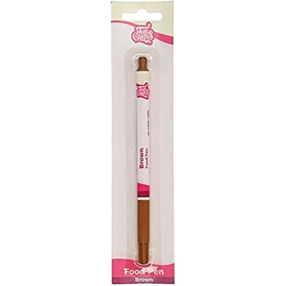 Funcakes kleurstofpennen, bruin, flexibele punt voor dikke en dunne lijnen, eetbare pen voor koekjes, taarten, fondant en meer, ideaal voor personalisatie, halal gecertificeerd