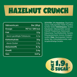 Karamel Hazelnoot Chocoladerepen vooruit | 12 chocoladerepen x 35 g zonder toegevoegde suiker | 1,9 g suiker per reep | Krokante hazelnoot- en karamelsmaak | Koolhydraatarme snoepjes | Geen palmolie