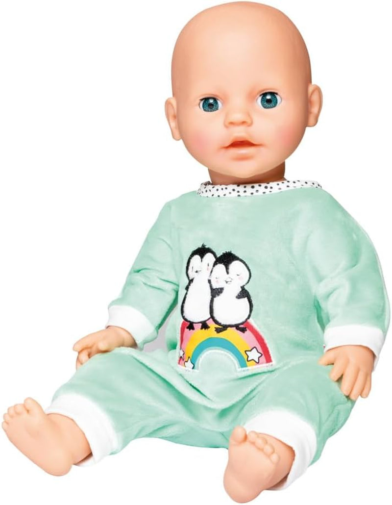 Heless 1181 - Pop-jumpsuit met stippenpinguïnontwerp, gemaakt van zacht velours met hoogwaardig borduurwerk, maat 28-35 cm