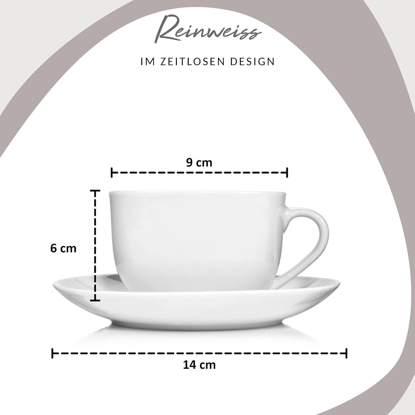 Sänger New Port koffiekopjesset, 12 kopjes voor 6 personen, kop en schotels van wit porselein, 150 ml | DE PREMIUM COLLECTIE