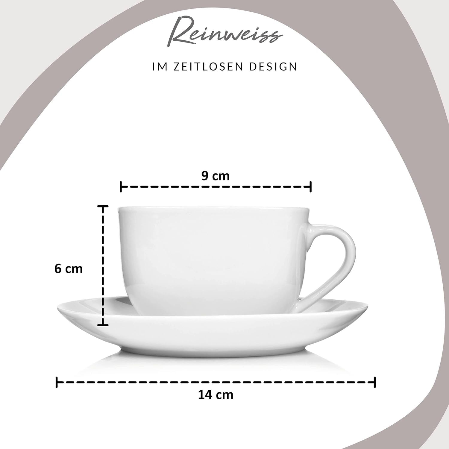 Sänger New Port koffiekopjesset, 12 kopjes voor 6 personen, kop en schotels van wit porselein, 150 ml | DE PREMIUM COLLECTIE