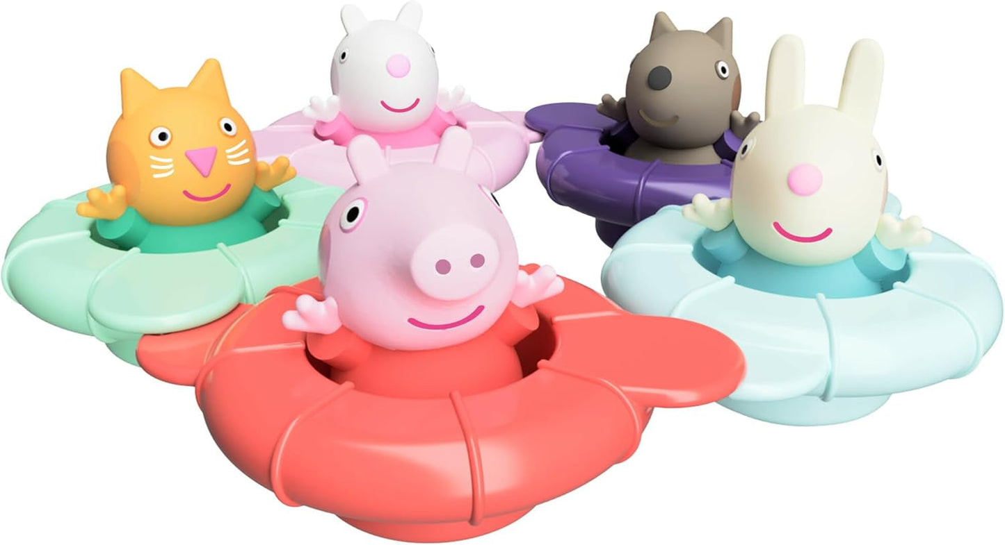 Tomy Toomies Peppa's Pool Party - 5 Verbindingsringbekers met 5 Babyspeeltjes Peppa Pig & Friends Waterspuiter - Badspeelgoed +18 Maanden - Babybadje & Zwembadspeelgoed Bebe Naty Shop Speelgoed Standaard titel