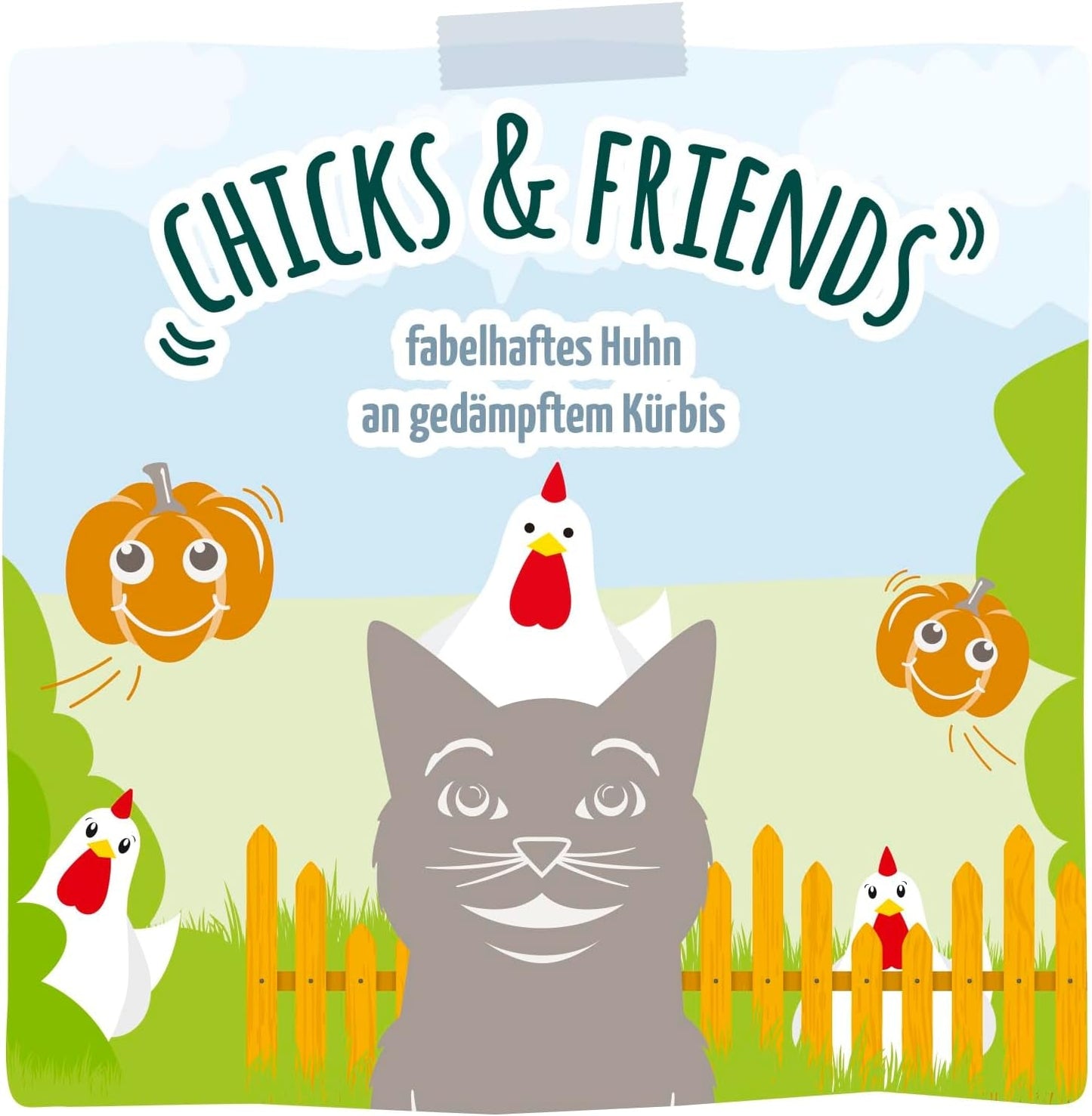 MjAMjAM - Quetschie - Chicks & Friends fabelhaftes Huhn en gedämpftem Kürbis 12 x 125g