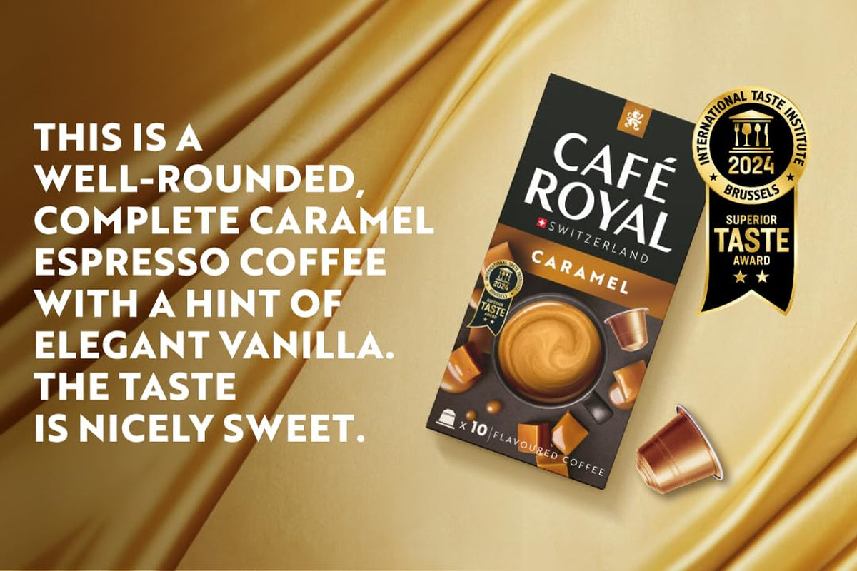 Café Royal Caramel Flavoured Kaffee – Nespresso®-compatibele Kaffeekapseln, romig, helle Röstung, 100% Arabica, Rainforest Alliance, 100 Kapseln
