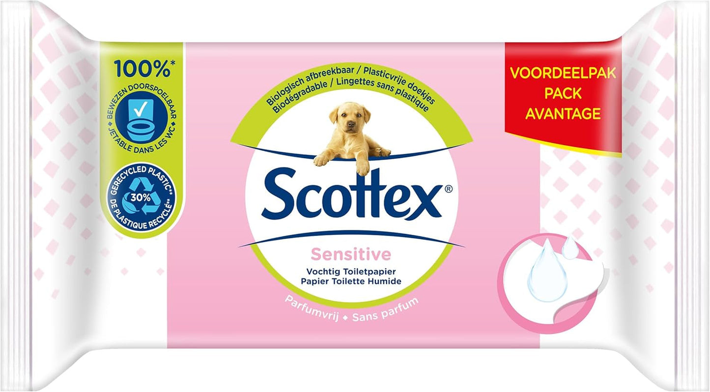 Gevoelig nat toiletpapier, 38 diensten (38 diensten X 12 pakken, 456 diensten in totaal)