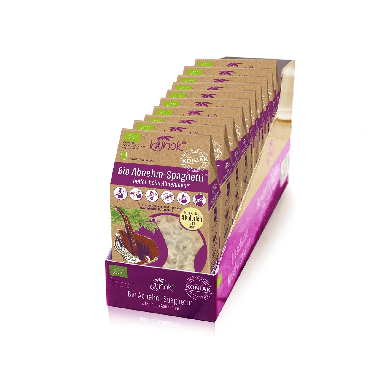 Biologische afslankspaghetti: Konjac-spaghetti - Biologische Shirataki-noedels voor afslanken - Ideaal voor koolhydraatarme diëten - Het beste pasta-alternatief voor voeding, fitness en een gezonde levensstijl 10-pack 2,7 kg