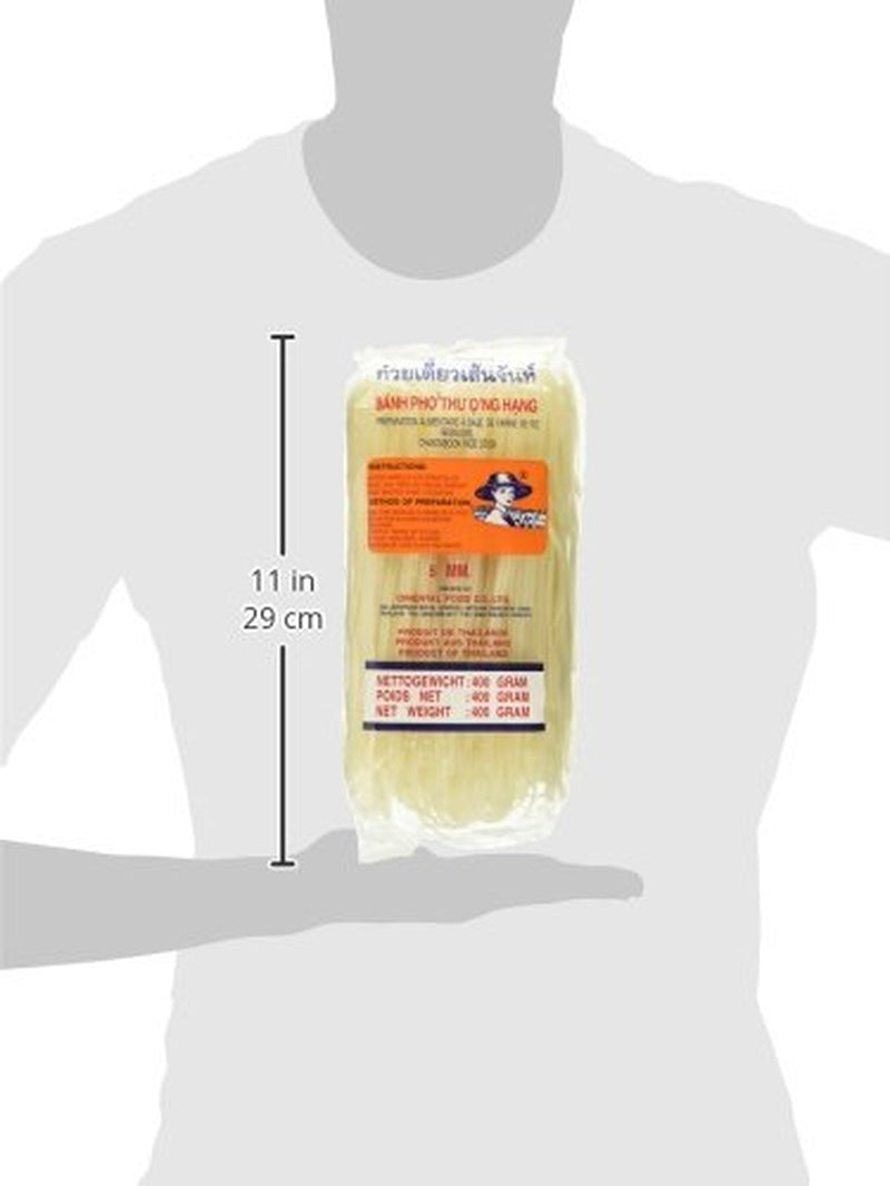 Rijstnoedels - Thaise, 5 mm brede rijstlintnoedels, gemaakt van rijstmeel - 17 x 400 g