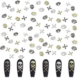 120st Kruis Schedel Nail Art Decoraties Set Goud Zilver Metaal Nail Art Charms Punk Legering Nail Art Sieraden Fonkelende Stenen Accessoires