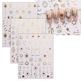 JMEOWIO Nagelsticker Herz Mond Stern 9 Blatt Nail Art Sticker Selbstklebend Nagelaufkleber Bunt Decoratie Nageldesign Zubehör