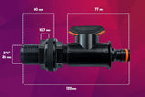 Tankfitting met afsluitklep 26,44 mm buitendraad 3/4 "snelkoppeling regentonfitting regenton watervaten 1 stuk