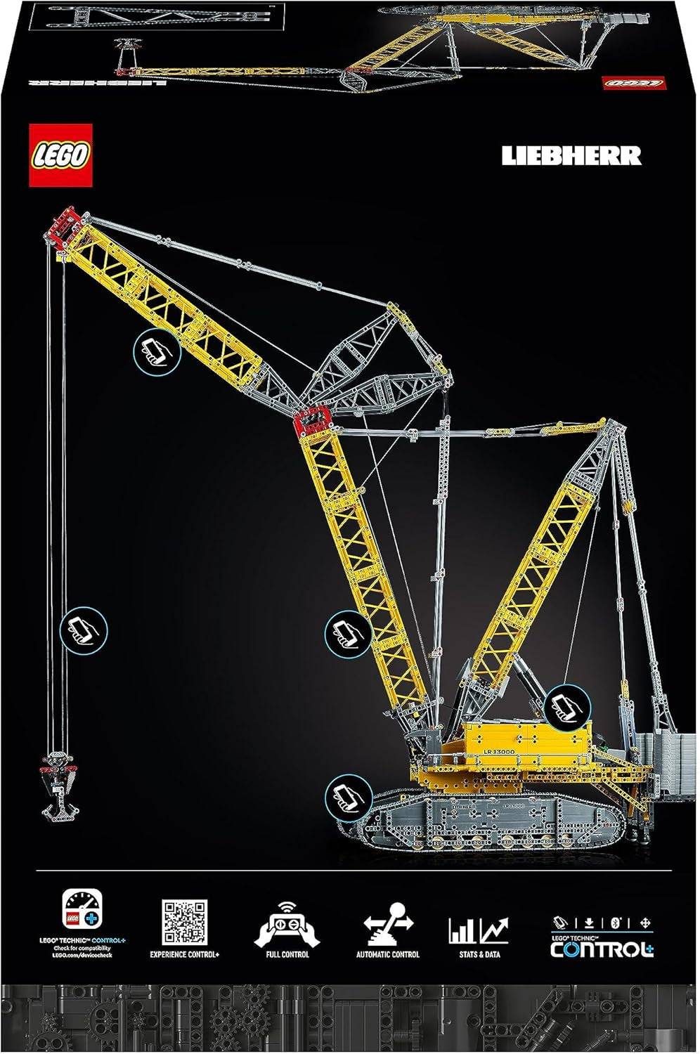 LEGO Technic Liebherr LR 13000 Rupskraanset, bouw het beste op afstand bestuurbare bouwvoertuigmodel met Control+ app, kraan met liersysteem en hefarm, grote modelbouwset voor volwassenen 42146 Besuche Den LEGO-Store bouwsets