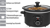 Tristar VS-3915 slowcooker, roestvrijstalen keramische pot met 2 warmtestanden en warmhoudfunctie, 3,5 L Slowcooker Naty Shop