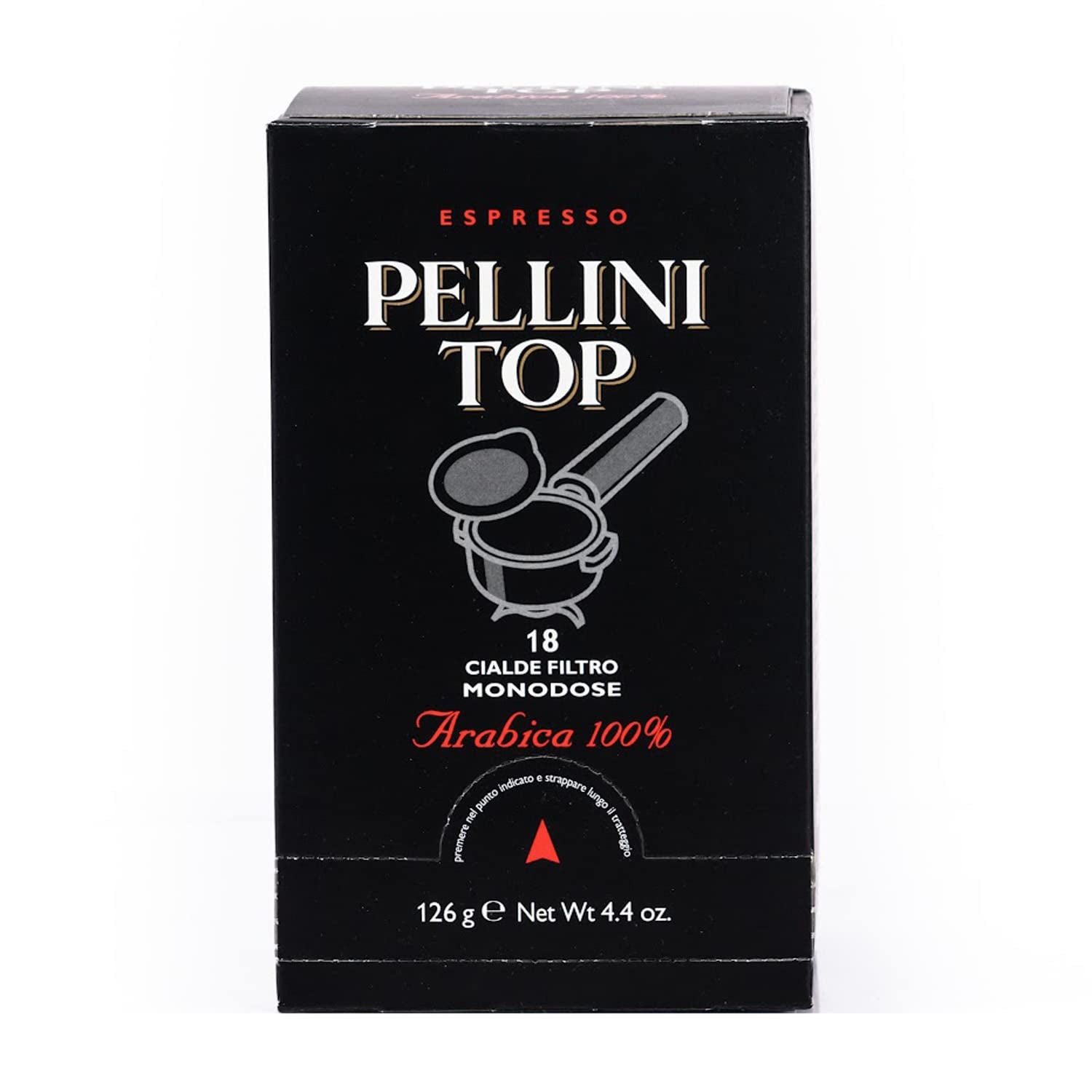 Pellini Caffè, Espresso Pellini Top 100% Arabica - 6 Packungen met 18 Pads (6x126 g, totaal 108 Pads)
