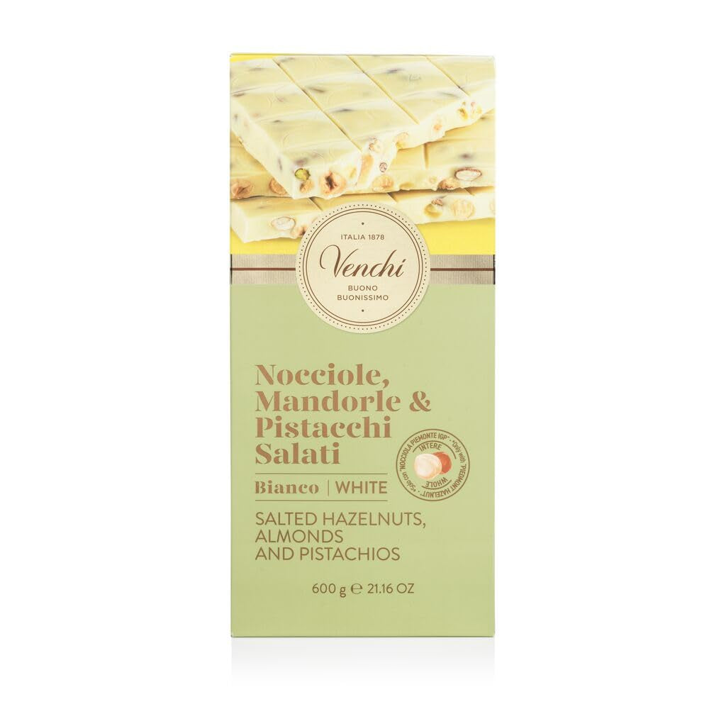 Venchi - Maxireep witte chocolade, gezouten, 600 g, glutenvrij, zonder kunstmatige kleurstoffen en zonder bewaarmiddelen