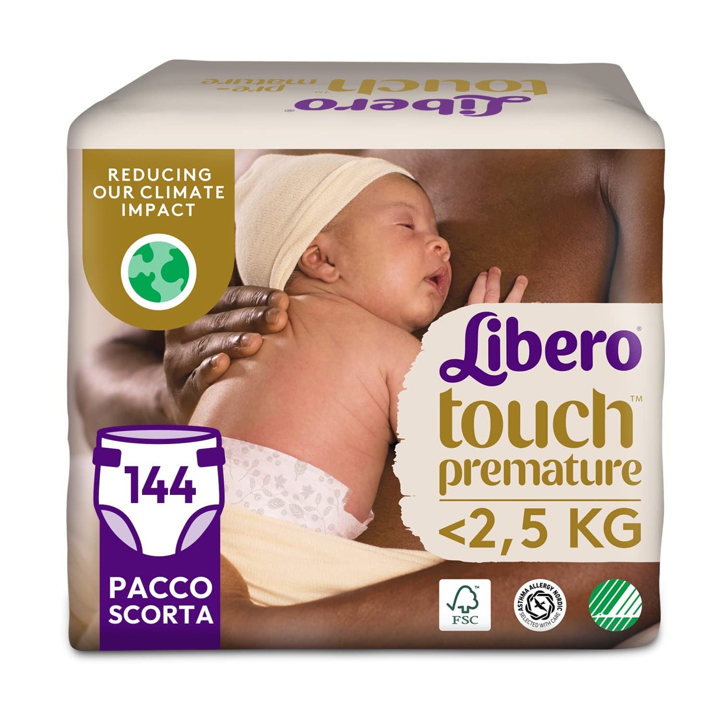 Libero Touch open babyluiers, 144 premature babyluiers <2,5 kg, 6 verpakkingen van 24 wegwerpluiers