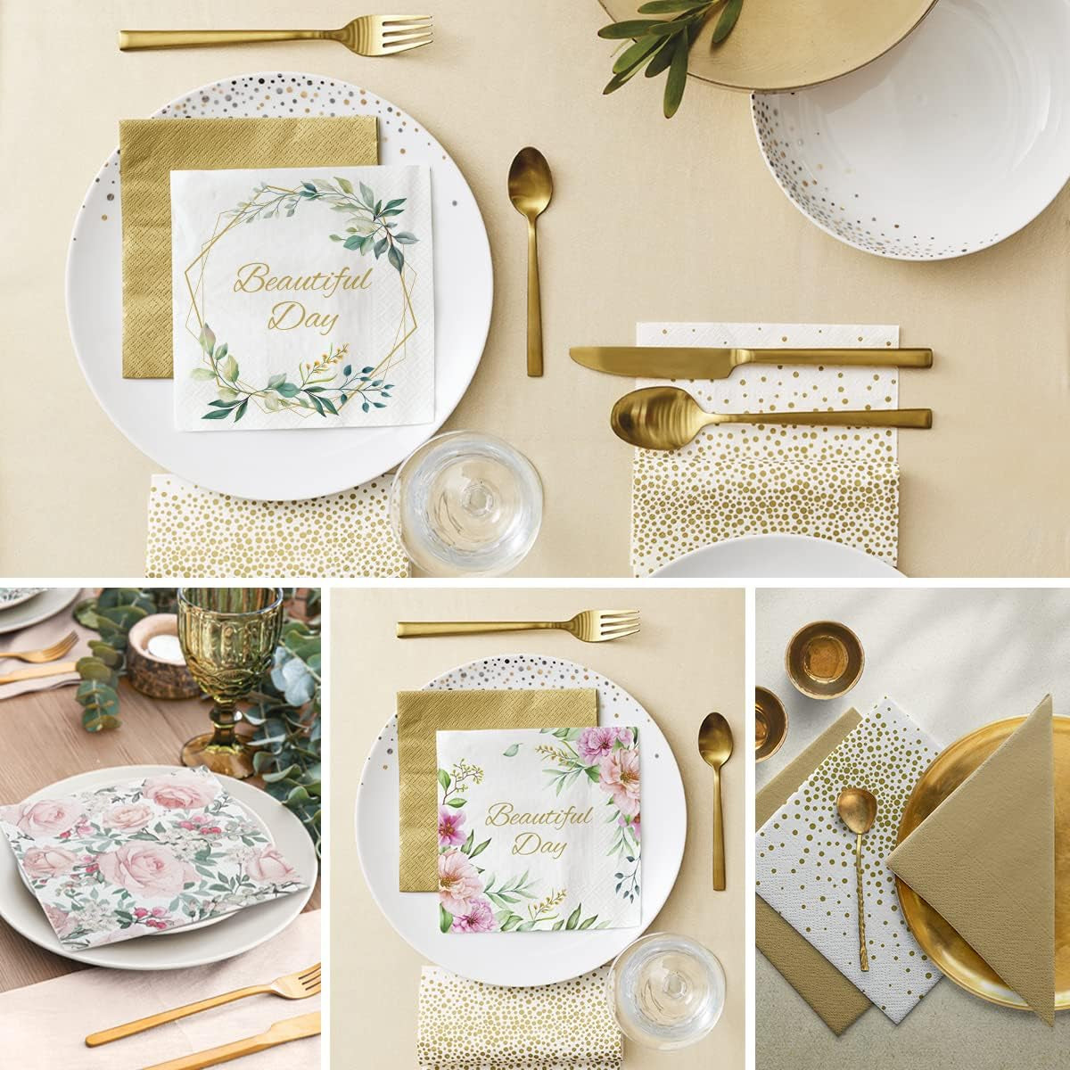 PAW - 3-laags servetten (33 x 33 cm) I 20 stuks I Perfect voor verjaardagen, feesten, bruiloften, communies en feestdagen I Gekleurde papieren servetten - Bloemen, Rozen I Kleur: Floral Moments (Pack van 2)