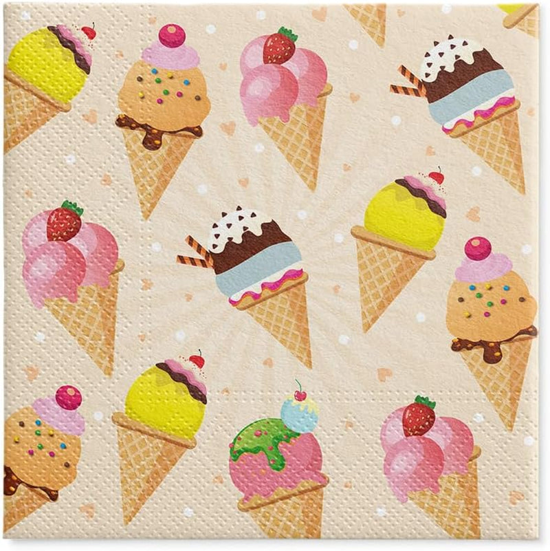 PAW - 3-laags servetten (33 x 33 cm) I 20 stuks I Perfect voor feesten, verjaardagen, feestdagen I Tafeldecoraties voor kinderfeestjes - Papieren servetten met kleurrijk motief - IJs I IJs