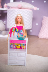 Simba 105733333 - Steffi Love Welcome Tweeling, Zwangere pop, Met tweeling, Met commode en badkuip, Accessoire, Aankleedpop, 29Cm, Voor kinderen vanaf 3 jaar Poppen Naty Shop