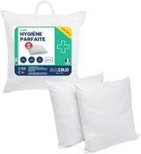 Bleu Câlin Set van 2 rechthoekige kussens anti-mijt, antibacterieel, pluizig comfort, T 60X60 Cm, 100% katoen, perfect hygiëne assortiment Naty Shop standaard kussens Vierkant 60 X 60 Cm