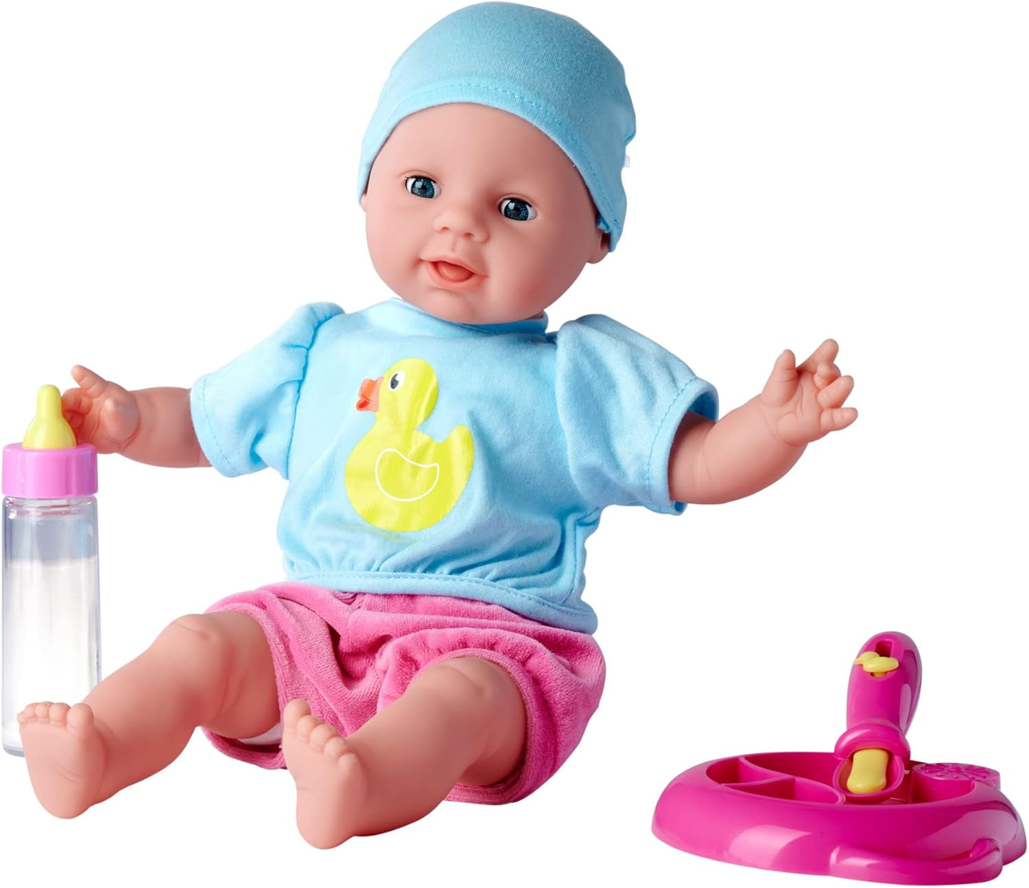 Simba 105010964 - Laura Hungry pop met zacht lichaam met mannequin, magische lepel, fles met verdwijnende inhoud en klein bord, 38cm, pop vanaf 2 jaar Naty Shop Dolls