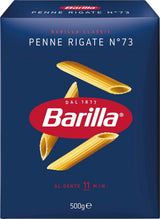 Pasta Barilla Klassiek Penne Rigate Nr. 73 van hoogwaardige durumtarwe, altijd beetgaar (1 x 500 g)
